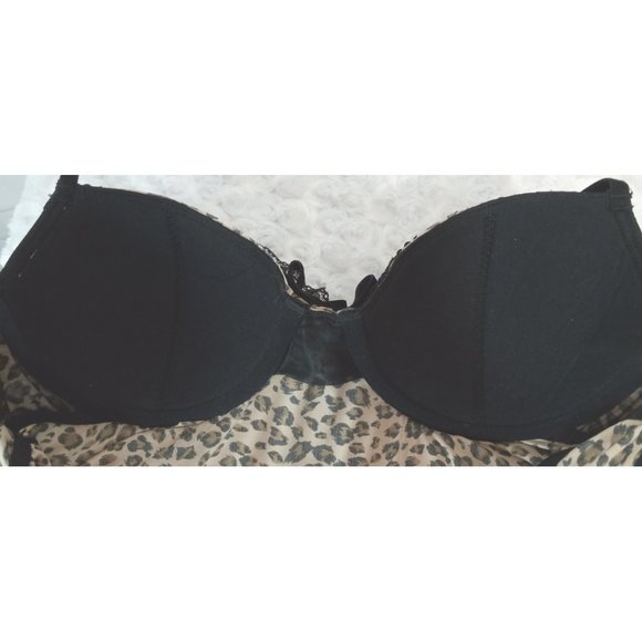 Cassandra Leopard Print Babydoll Lingerie Underwire Ruffles Silky Soft Sz S - Picture 3 of 9